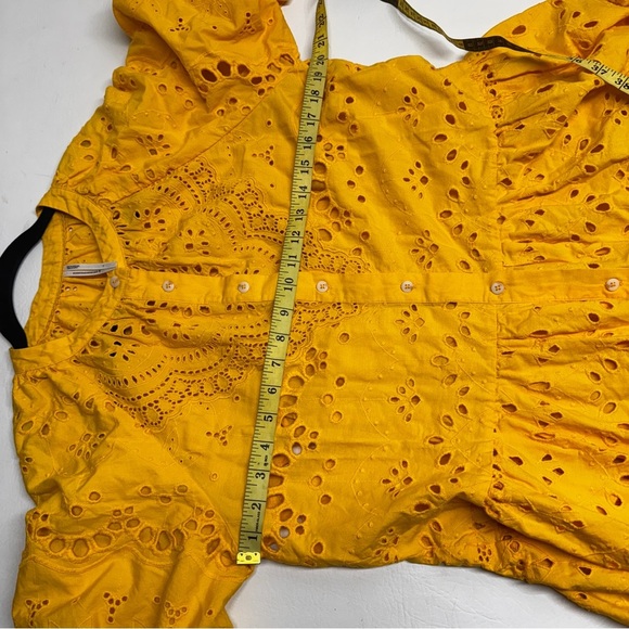 Anthropologie Tallulah Yellow Eyelet Dress size Large - Picture 11 of 12